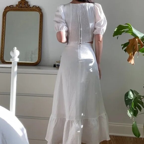 NWT Reformation Yucca Linen Two Piece Skirt Set White Size 0 - Picture 4 of 16